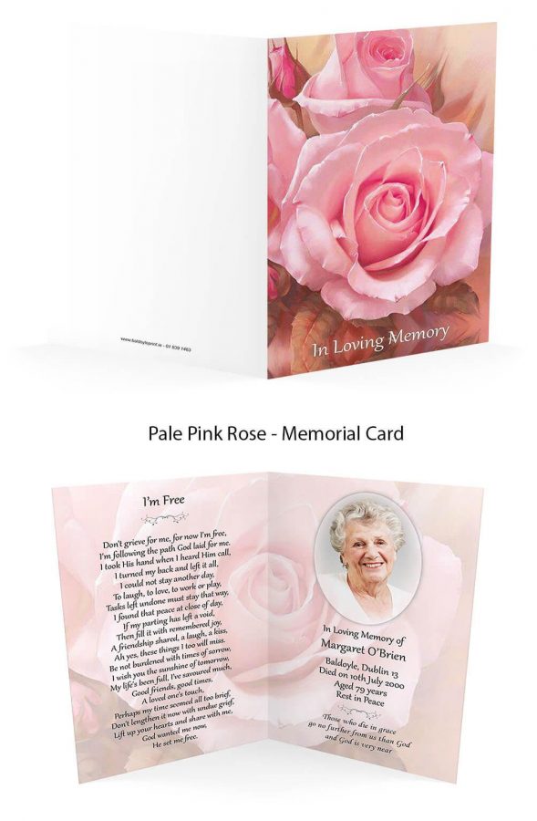 Pale Pink Rose Memorial Card