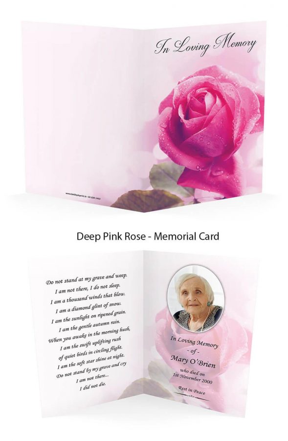 Deep Pink Rose Memorial Card