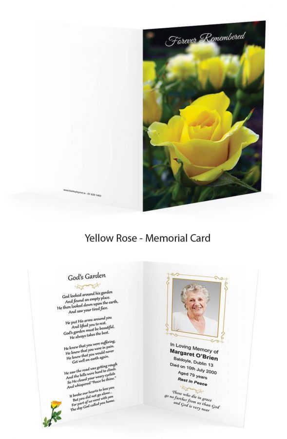 Yellow Rose Memorial Card
