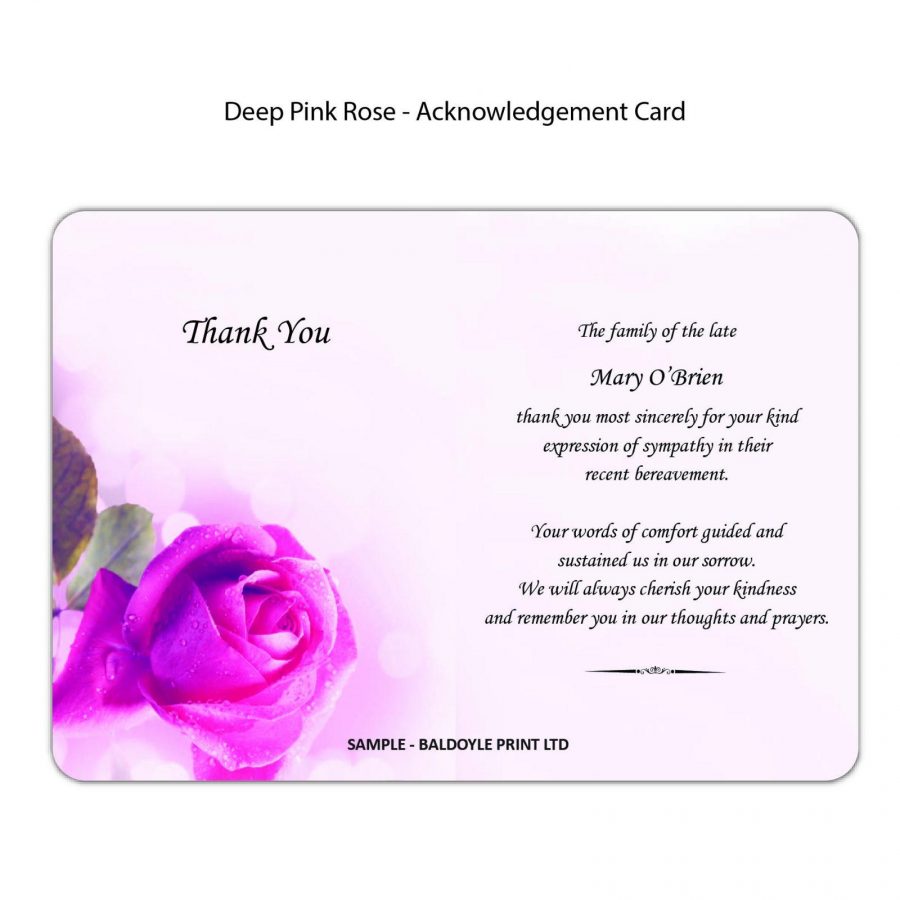 Deep Pink Rose Acknowledgement Card