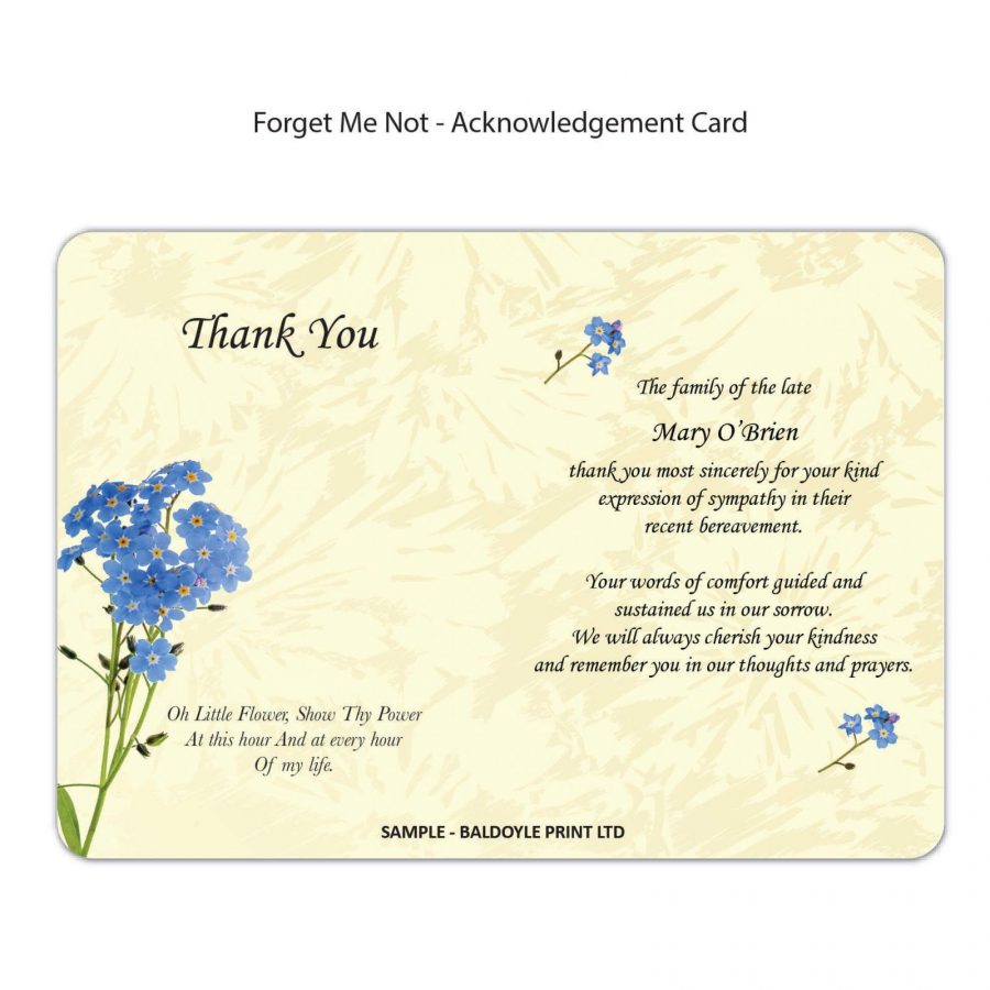 Forget Me Nots Acknowledgement Card