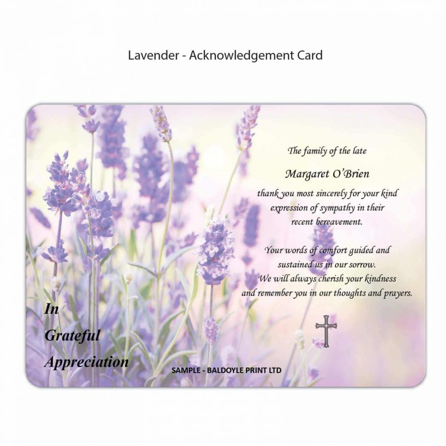 Lavender Acknowledgement Card