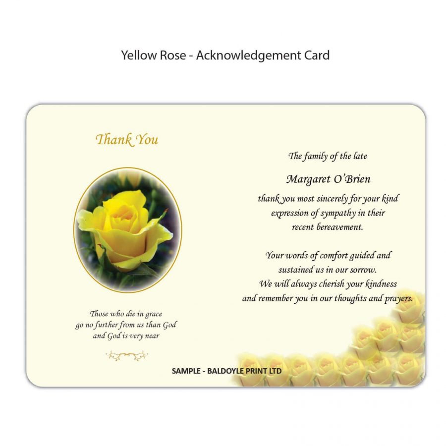 Yellow Rose Acknowledgement Card