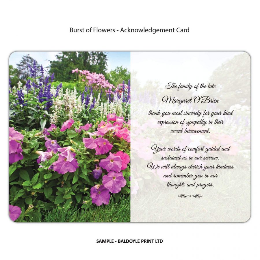 Burst of Flowers Acknowledgement Cards