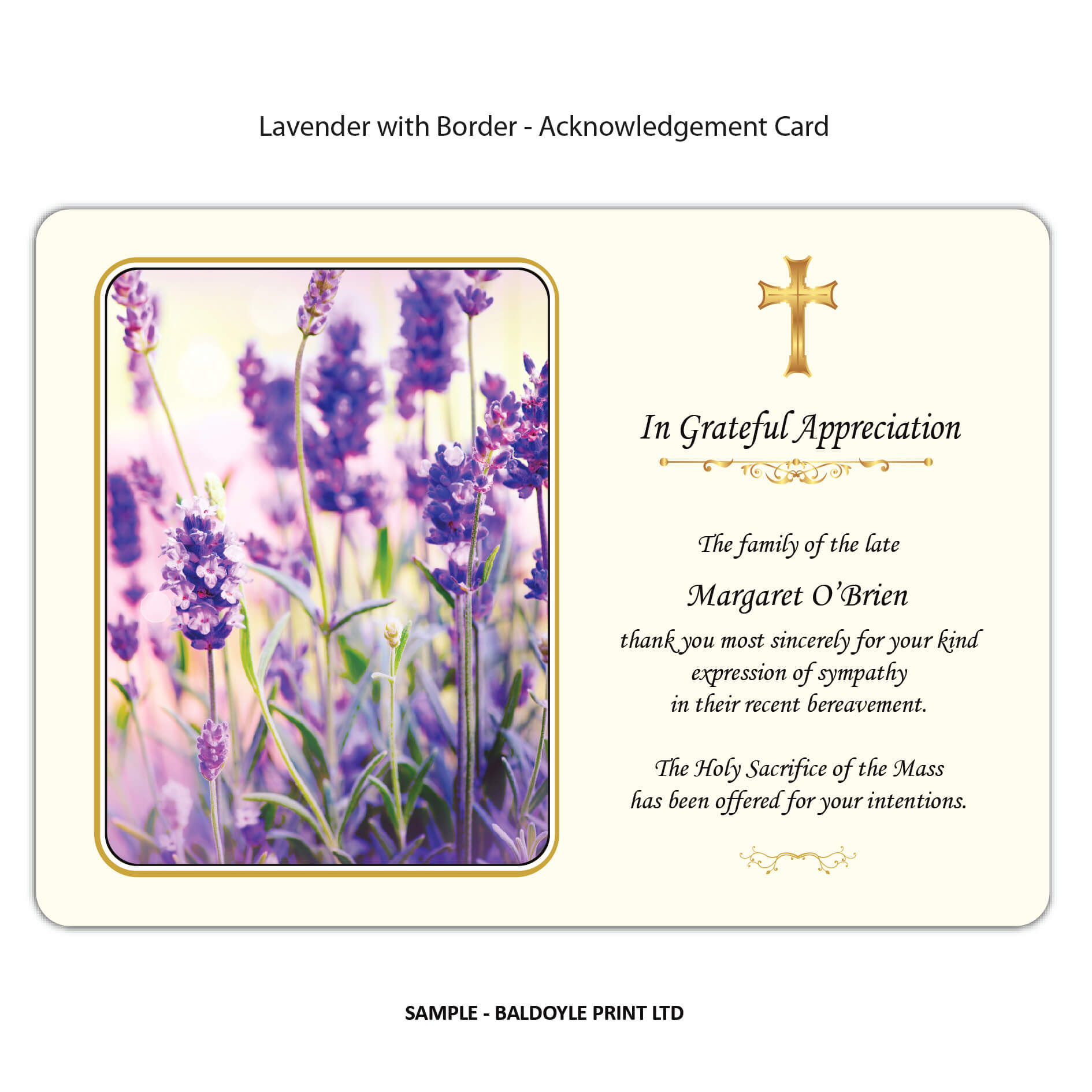 Lavender with Border Acknowledgement Card