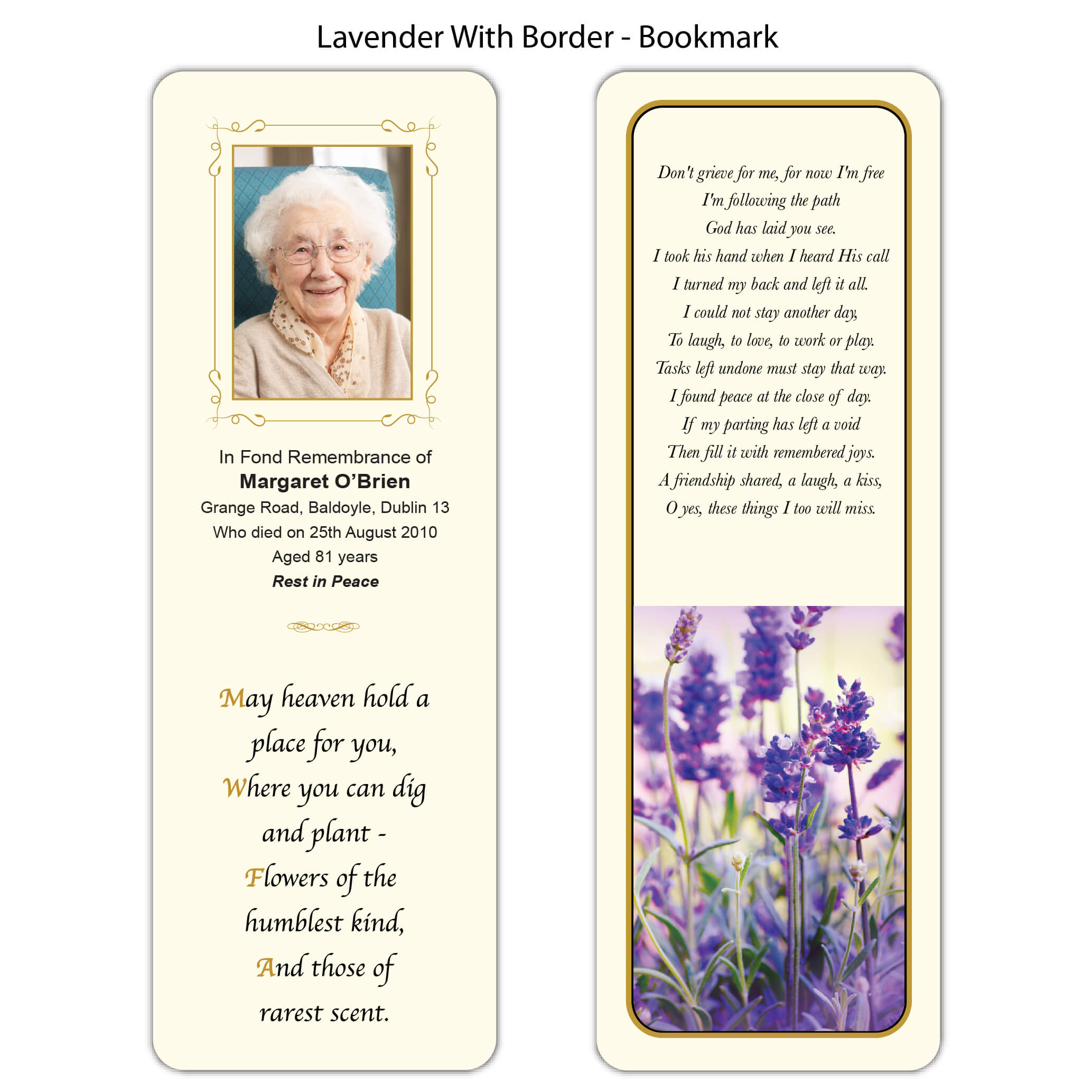 Lavender with Border Bookmarks