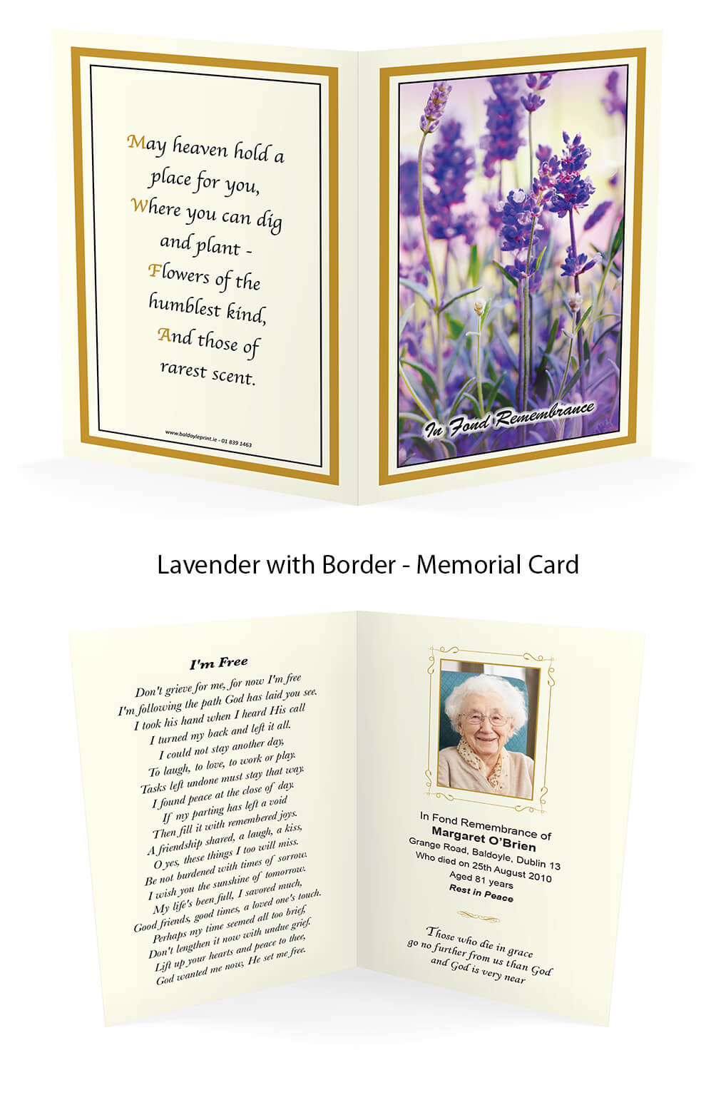 Lavender with Border Memorial Card