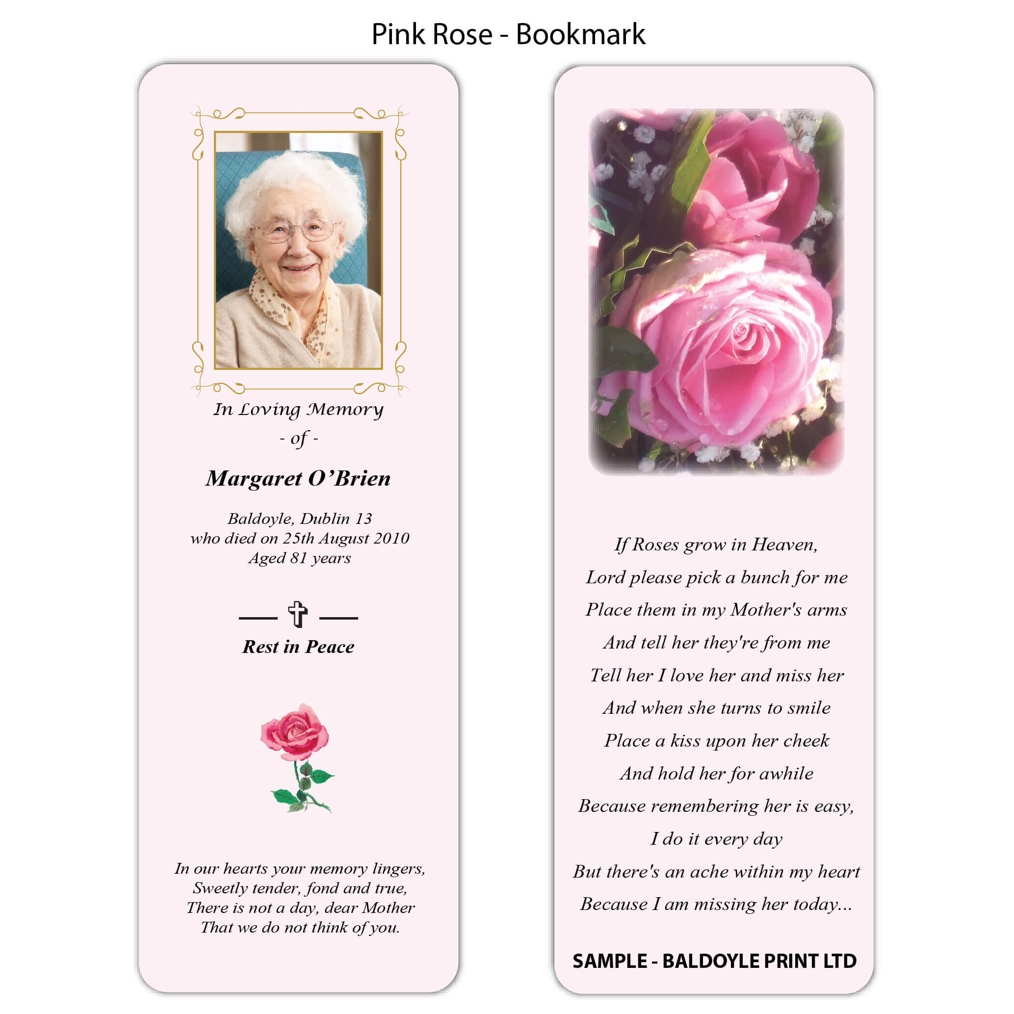 Pink Roses Bookmarks